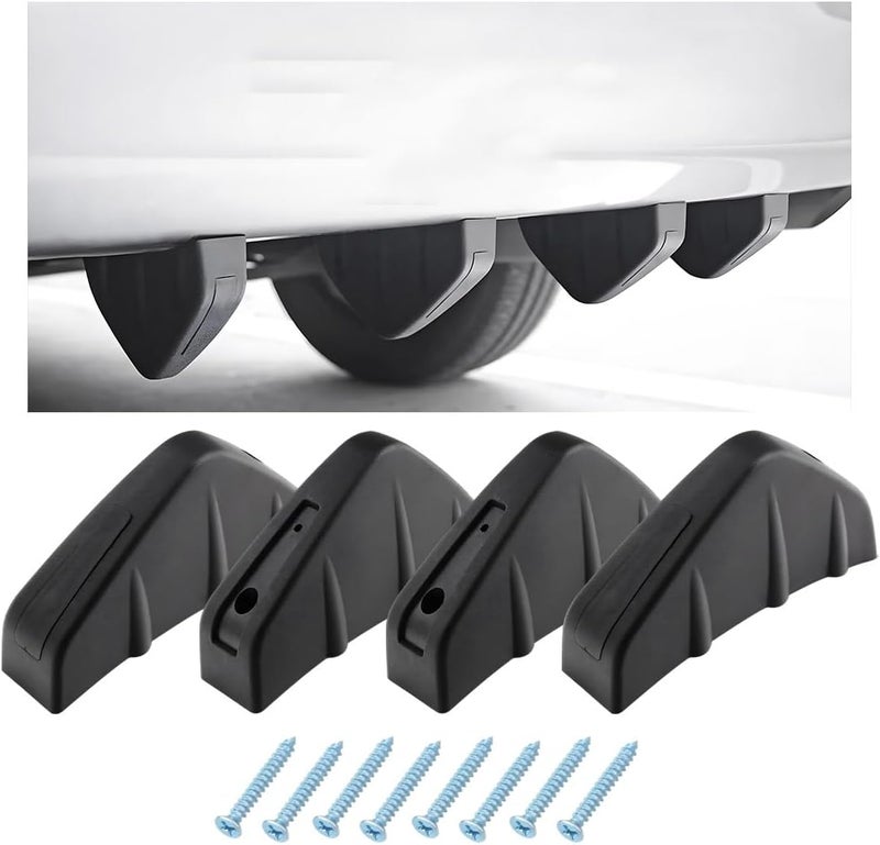 KVAEY 4 PCS Car Rear Lower Bumper Wing Lip Diffuser, Shark Fin Vehicle Spoiler Wing Rear Bumper Decoration, Universal Spoiler Fin Protector with Screw for Cars Trucks SUVs (Black) - Image 1
